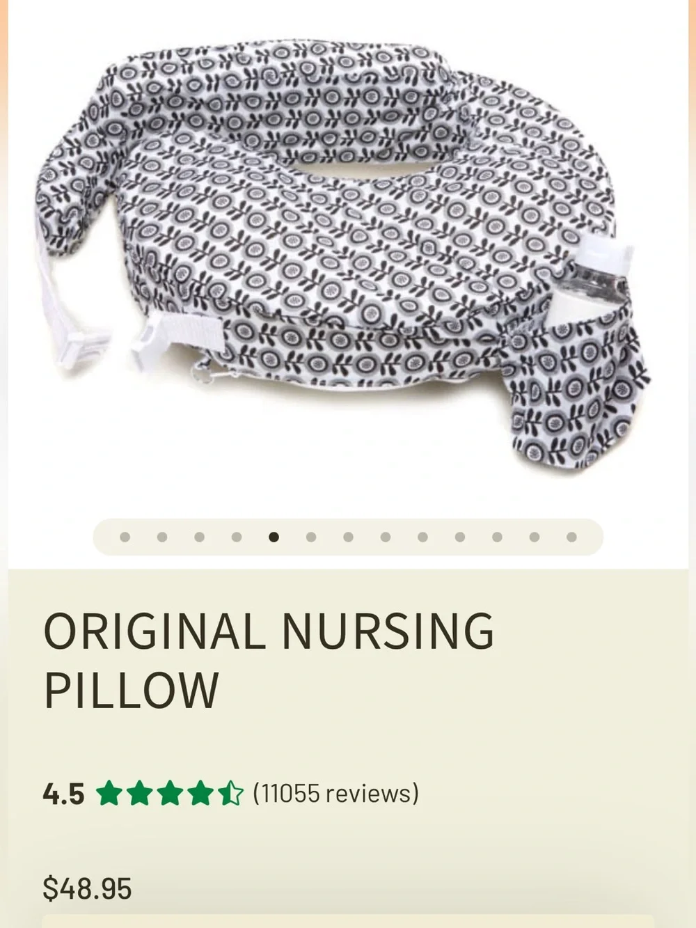 Original Nursing Pillow with Black & White Geometric Pattern